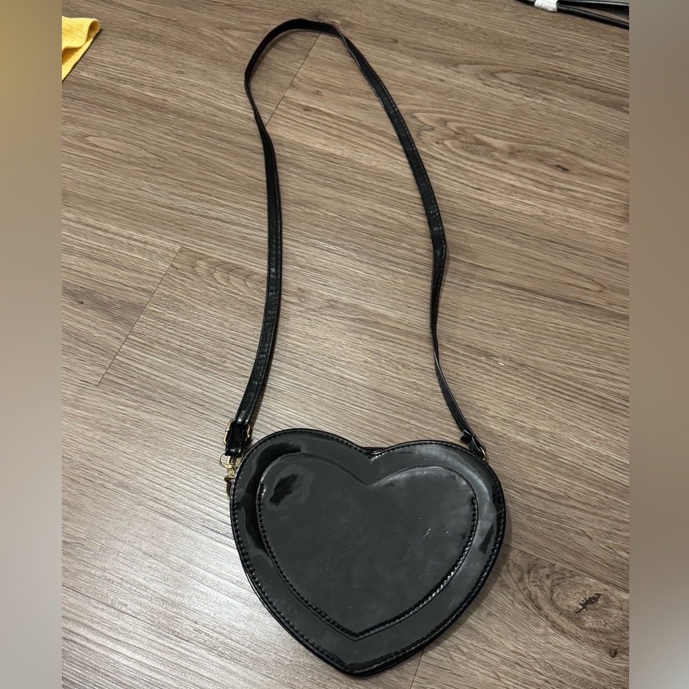 Heart-Shaped Black Crossbody Bag